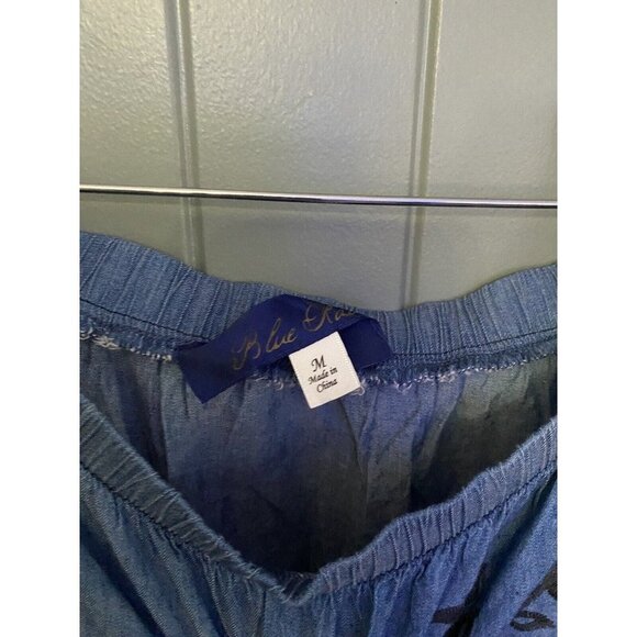 Francescas Dress Blue Rain Blue Chambray Embroidered Tunic Dress Size Medium - Picture 5 of 9